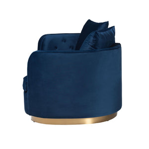 Baxton Studio Baxton Studio Deserae Navy Velvet Sofa with Gold Metal Base - Luxe Glam Furniture for Any Space TSF-7021-Navy Blue Velvet-Sofa