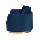 Baxton Studio Deserae Glam and Luxe Navy Blue Velvet and Brushed Gold Metal Sofa