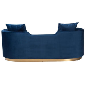 Baxton Studio Baxton Studio Deserae Navy Velvet Sofa with Gold Metal Base - Luxe Glam Furniture for Any Space TSF-7021-Navy Blue Velvet-Sofa