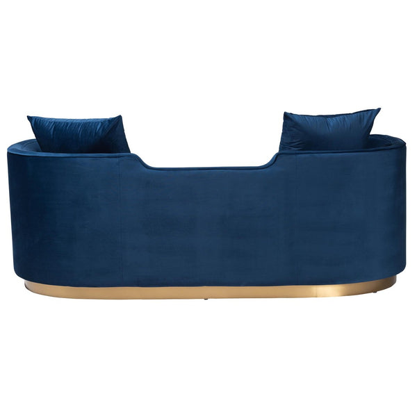 Baxton Studio Baxton Studio Deserae Navy Velvet Sofa with Gold Metal Base - Luxe Glam Furniture for Any Space TSF-7021-Navy Blue Velvet-Sofa