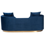 Baxton Studio Deserae Glam and Luxe Navy Blue Velvet and Brushed Gold Metal Sofa