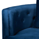 Baxton Studio Deserae Glam and Luxe Navy Blue Velvet and Brushed Gold Metal Sofa