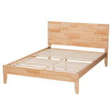 Baxton Studio Hosea Japandi Carved Honeycomb Natural King Size Platform Bed