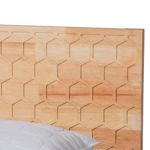 Baxton Studio Baxton Studio Hosea Japandi Platform Bed with Carved Honeycomb Design for Modern Bedroom Elegance Queen SW8588-Natural-Queen