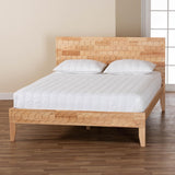 Baxton Studio Hosea Japandi Carved Honeycomb Natural King Size Platform Bed