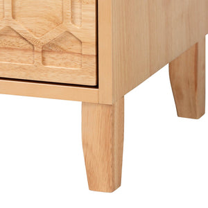 Baxton Studio Baxton Studio Hosea Japandi Carved Honeycomb Bedroom Set – Modern Elegance with Ample Storage Solutions King 4-Piece SW8588-Natural-4PC King Bedroom Set