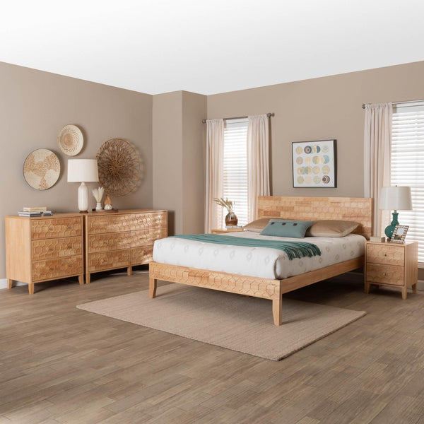 Baxton Studio Baxton Studio Hosea Japandi 5-Piece King Bedroom Set with Honeycomb Design & Ample Storage Solutions SW8588-Natural-5PC King Bedroom Set