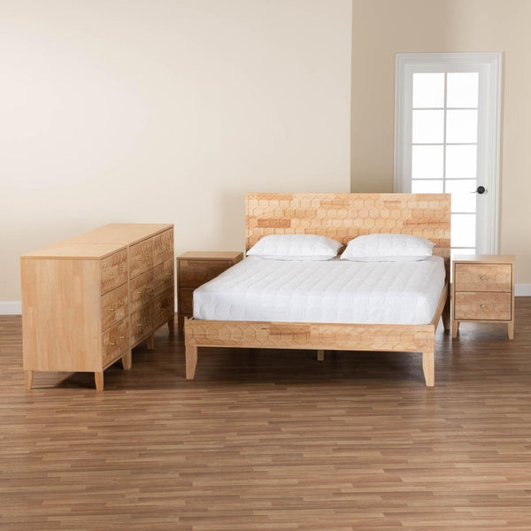 Baxton Studio Baxton Studio Hosea Japandi 5-Piece King Bedroom Set with Honeycomb Design & Ample Storage Solutions SW8588-Natural-5PC King Bedroom Set