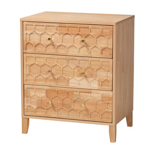 Baxton Studio Baxton Studio Hosea Japandi Carved Honeycomb Bedroom Set – Modern Elegance with Ample Storage Solutions Queen 5-Piece SW8588-Natural-5PC Queen Bedroom Set