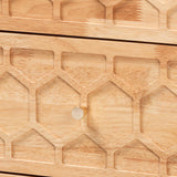 Baxton Studio Hosea Japandi Carved Honeycomb Natural King Size 5-Piece Bedroom Set