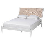Louetta Coastal White Size Platform Bed with Carved Contrasting Headboard