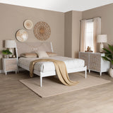 Baxton Studio Louetta Coastal White Caved Contrasting King Size 3-Piece Bedroom Set