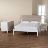 Baxton Studio Louetta Coastal White Caved Contrasting Queen Size 3-Piece Bedroom Set