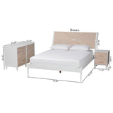 Baxton Studio Louetta Coastal White Caved Contrasting King Size 3-Piece Bedroom Set