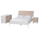 Louetta Coastal White Caved Contrasting King Size 3-Piece Bedroom Set