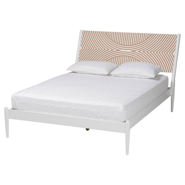 Baxton Studio Baxton Studio Louetta Coastal White Queen Bedroom Set with Geometric Design and Storage Solutions 3-Piece SW8591-White-3PC Queen Bedroom Set