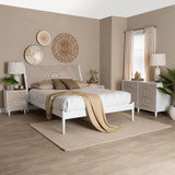 Baxton Studio Louetta Coastal White Caved Contrasting King Size 4-Piece Bedroom Set