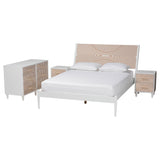 Louetta Coastal White Caved Contrasting Queen Size 4-Piece Bedroom Set