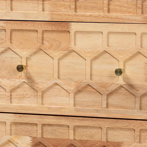 Baxton Studio Baxton Studio Hosea Japandi Dresser - 6-Drawer Honeycomb Design for Modern Bedroom Aesthetics SW8000-61D6D-6DW-Natural-Dresser