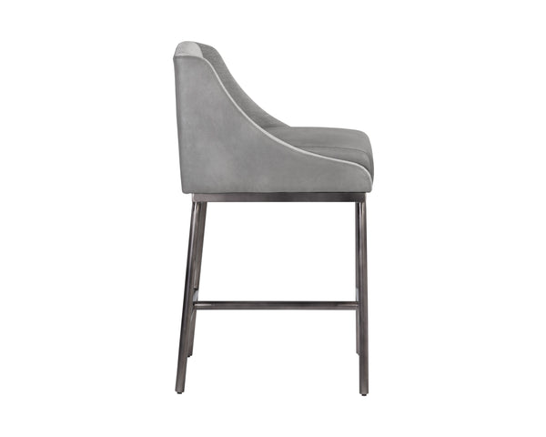Sunpan Dalary Counter Stool - Stylish Bravo Metal Faux Leather & Polo Club Stone Fabric for Any Space