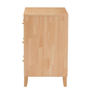 Baxton Studio Hosea Japandi Carved Honeycomb Natural 3-Drawer Chest