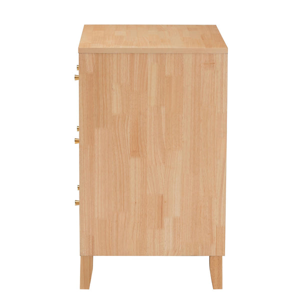 Baxton Studio Hosea Japandi Carved Honeycomb Natural 3-Drawer Chest