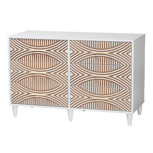 Baxton Studio Baxton Studio Louetta Coastal Dresser - Elegant 6-Drawer Storage with Carved Geometric Design SW8000-63D6D-6DW-White-Dresser