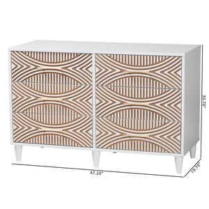 Baxton Studio Baxton Studio Louetta Coastal Dresser - Elegant 6-Drawer Storage with Carved Geometric Design SW8000-63D6D-6DW-White-Dresser