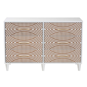 Baxton Studio Baxton Studio Louetta Coastal Dresser - Elegant 6-Drawer Storage with Carved Geometric Design SW8000-63D6D-6DW-White-Dresser