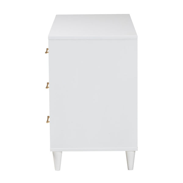 Baxton Studio Baxton Studio Louetta Coastal Dresser - Elegant 6-Drawer Storage with Carved Geometric Design SW8000-63D6D-6DW-White-Dresser