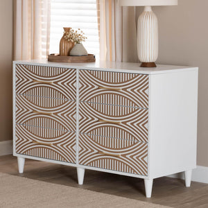 Baxton Studio Baxton Studio Louetta Coastal Dresser - Elegant 6-Drawer Storage with Carved Geometric Design SW8000-63D6D-6DW-White-Dresser