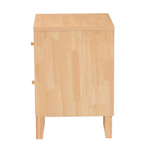 Baxton Studio Baxton Hosea Japandi Nightstand - Elegant Honeycomb Carved Design for Modern Bedroom Storage Solutions SW8000-61NS2D-2DW-Natural-Nightstand