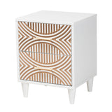 Louetta Coastal White Caved Contrasting 2-Drawer Nightstand