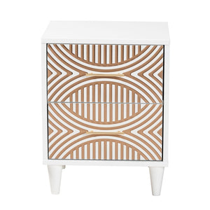 Baxton Studio Baxton Studio Louetta Nightstand - Coastal-Inspired Carved Design with Practical Storage Solution SW8000-63NS2D-2DW-White-Nightstand