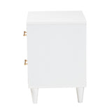 Baxton Studio Louetta Coastal White Caved Contrasting 2-Drawer Nightstand