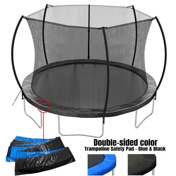 English Elm 12ft Trampoline Curved Pole Enclosure Net Galvanized Steel Frame Kids Adults Ladder W285P233603