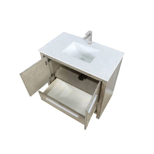 English Elm Rustic Acacia Bath Vanity With White Quartz Top & Brushed Nickel Faucet - Stylish Storage & Durability B2731P259192-GIGA