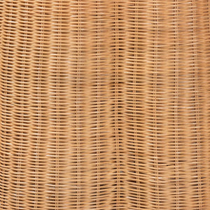 Baxton Studio bali Handwoven Palm Rattan Console Table - Scalloped Bohemian Accent for Coastal & Rustic Interiors Palm-Light Honey Rattan Round-Console Table