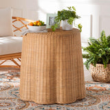 bali & pari Palm Bohemian Honey Scallop Rattan End Table