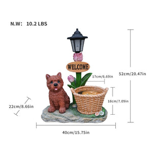 English Elm Labrador Solar Garden Statue with Led Glow and Built-in Succulent Planter Basin W5398P464248