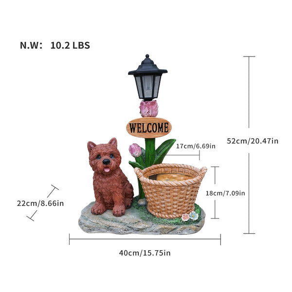 English Elm Labrador Solar Garden Statue with Led Glow and Built-in Succulent Planter Basin W5398P464248