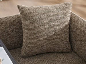 English Elm Leisure Linen Accent Chair with Built-in Side Table Pockets and Lumbar Pillow Modern Khaki W395P453308