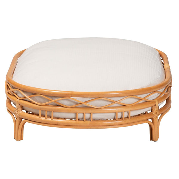 Baxton Studio bali Jovia Bohemian Honey Rattan Pet Bed - Stylish Handcrafted Lounger with Plush Cushion & Ventilation Model 4-Light Honey Rattan-Pet Bed