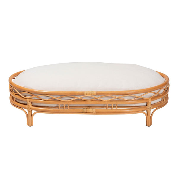 Baxton Studio bali Jovia Bohemian Honey Rattan Pet Bed - Stylish Handcrafted Lounger with Plush Cushion & Ventilation Model 4-Light Honey Rattan-Pet Bed