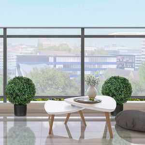 English Elm Homcom Set Of 2 20.5" Lifelike Boxwood Topiary Trees For Indoor/Outdoor Decor, Low Maintenance Greenery W2225P217289