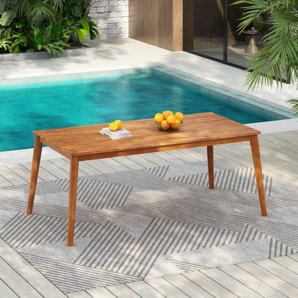 English Elm Christopher Knight Home® - Acacia Natural Grain Outdoor Dining Table — Solid Acacia Wood, Easy Assembly, Weather-Savvy Design N776P286348B