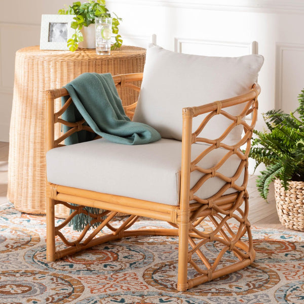 Baxton Studio bali Acelynn Bohemian Light Honey Rattan Arm Chair - Handcrafted Comfort for Cozy Living Spaces Model 3-Light Honey Rattan-CC