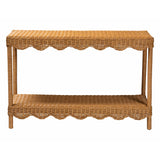 bali & pari Oteria Bohemian Light Honey Scalloped Rattan Console Table