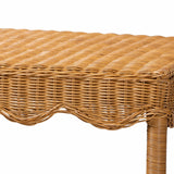 bali & pari Oteria Bohemian Light Honey Scalloped Rattan Console Table