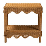 bali & pari Oteria Bohemian Light Honey Scalloped Rattan Side Table